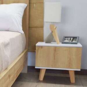 Mesa de Noche 1 puerta Libra color Duna/Blanco TU MESITA