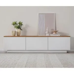 Mesa de Tv 55” Valessio Ventitas Home Duna y Blanco