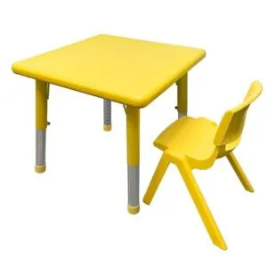 Mesa infantil de altura regulable + 1 silla amarilla