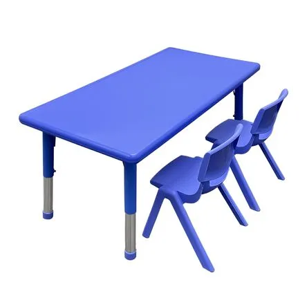 Mesa Infantil regulable en altura + 2 sillas azules