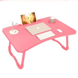 Mesa Plegable Portátil para Laptop + Ventilador y Lámpara USB + Accesos USB + Portavaso Rosado