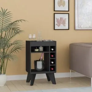Mini Bar Aries organizador de botellas color Negro TU MESITA