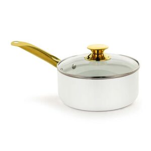 Olla con Tapa Circular Aluminio 3.3L Blanco/Dorado Holstein