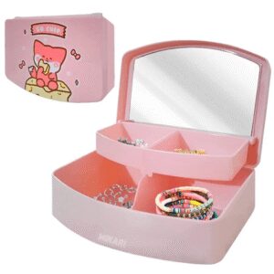 Organizador de Joyas Accesorios Joyero Kawaii con Espejo Rosa J08