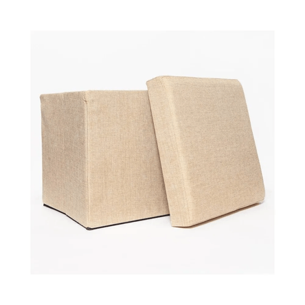 Puff Baúl Plegable Tela 38 CM Beige