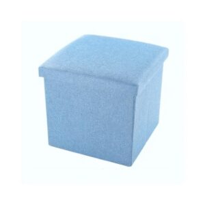 Puff Baúl Plegable Tela 38 CM Celeste
