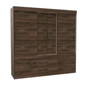 Ropero Allegro 4 puertas 2 cajones color Madera
