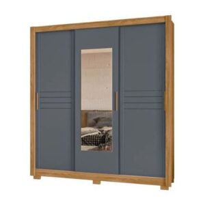 Ropero Canada 3 Puertas 3 Cajones + Espejo Gris