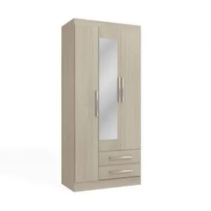 Ropero Capri 3 puertas 2 cajones Almendra con espejo
