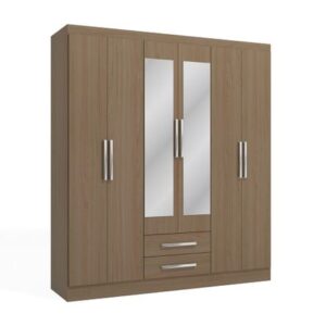 Ropero Capri 6 puertas y 2 cajones Nature con espejo