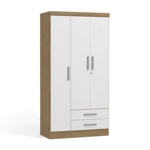 Ropero Ema 3 Puertas 2 Cajones Blanco/Maple Kappesberg