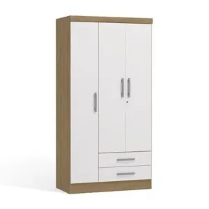 Ropero Ema 3 Puertas 2 Cajones Blanco/Maple Kappesberg