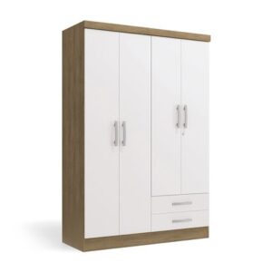 Ropero Ema Maple Blanco 4 puertas 2 cajones