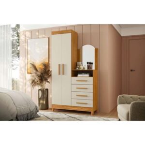 Ropero Moderno mas espejo Kristen color Duna/Blanco TU MESITA