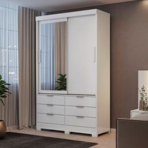 Ropero Pazart Muebles 2P 6C Espejo Flex Lucca Blanco