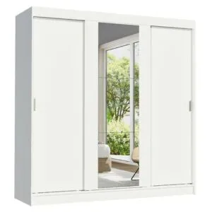Ropero Reno Madesa 3 Puertas Corredizas 1 Con Espejo Blanco