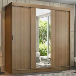 Ropero Reno Madesa 3 Puertas Corredizas 1 Con Espejo Marron