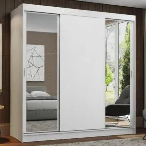 Ropero Reno Madesa 3 Puertas Corredizas 2 Con Espejo Blanco