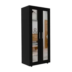 Ropero Shia 2 puertas con espejo Negro Amaderado