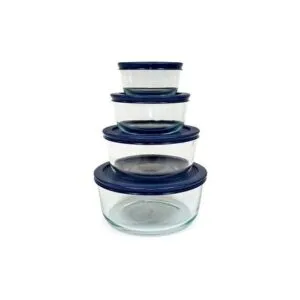 Set Bowl Redondo Pyrex 97500 con Tapa Plastica Azul