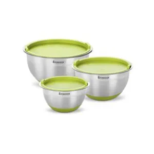 Set de bowl Finezza FZ-1006BW_V 3 unidades de acero con tapa verde