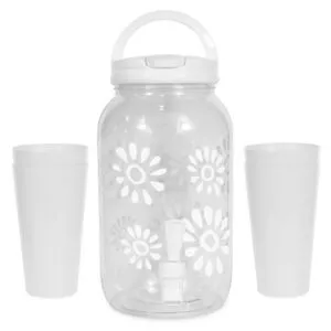 Set de Dispensador de Agua 3.5 L Kawaii + 4 Vasos S11 Blanco