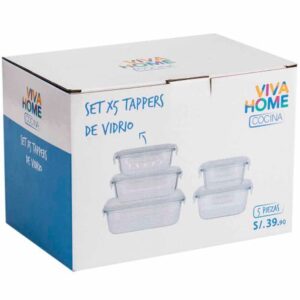Set de Táperes de Vidrio VIVA HOME 5un