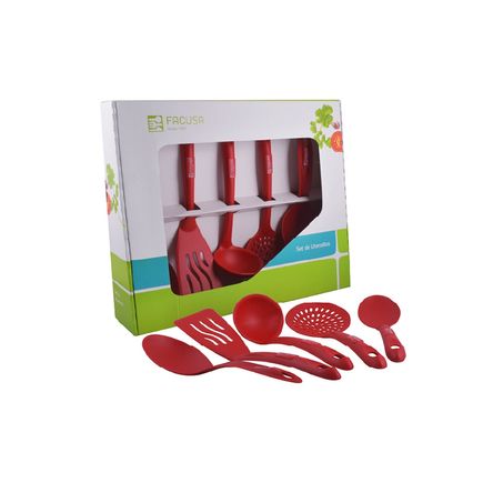 Set de Utensilios Facusa Nylon x5 Piezas -Rojo