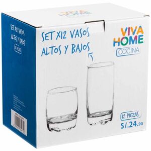 Set de Vasos Altos y Bajos VIVA HOME 12 pzas