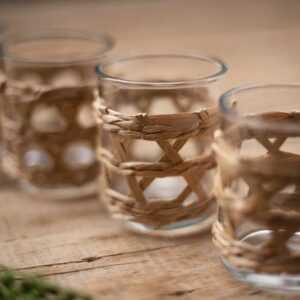 Set x 4 vasos con forro tejido Natural Kentia Exotic