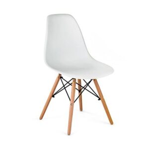 Silla decorativa de plástico y madera Blanca