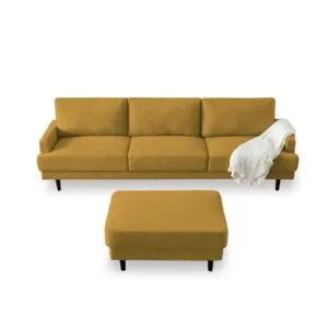 Sofa 3 cuerpos + banqueta multifuncional Matty Mostaza