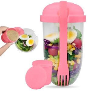 Táper Mezclador de Ensaladas Yogurt Cereales con Tenedor Lonchera 2en1 RS E70