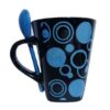 Taza Ceramica Con Cuchara Puntos Azules 2pza Generica