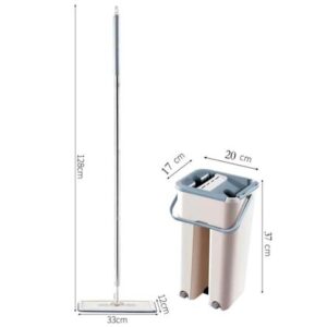 Trapeador 360° Balde Escurridor + 2 Mopas Crema Mediano