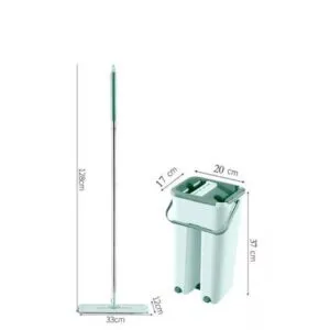 Trapeador 360° Balde Escurridor + 2 Mopas Verde Mediano