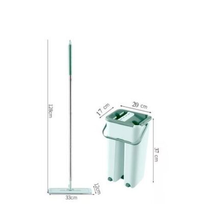 Trapeador 360° Balde Escurridor + 2 Mopas Verde Mediano