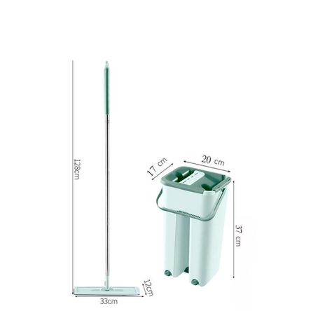 Trapeador 360° Balde Escurridor + 2 Mopas Verde Mediano