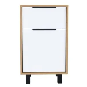 Velador Juvenil 1 cajón 1 puerta Steve color Macadamia/Blanco TU MESITA