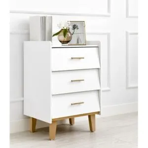 Velador Moderno 3 cajones Princess color Blanco TU MESITA