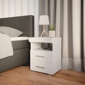 Velador Moderno Blanco Claire 2 Cajones R&R MUEBLES