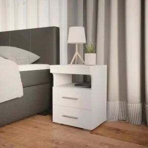 Velador Moderno Blanco Claire 2 Cajones R&R MUEBLES