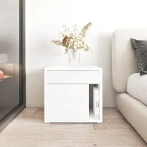 Velador Práctico 1 cajón 1 puerta Salaverry color Blanco TU MESITA
