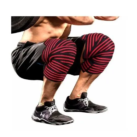 Vendas Rodillera Con Velcro de Potencia para Gimnasio Rojo