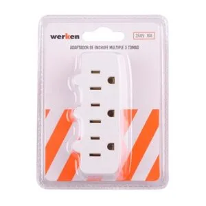 Adaptador 3 tomas plano + Lt