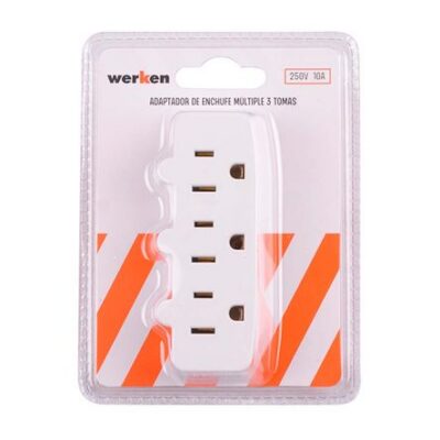 Adaptador 3 tomas plano + Lt