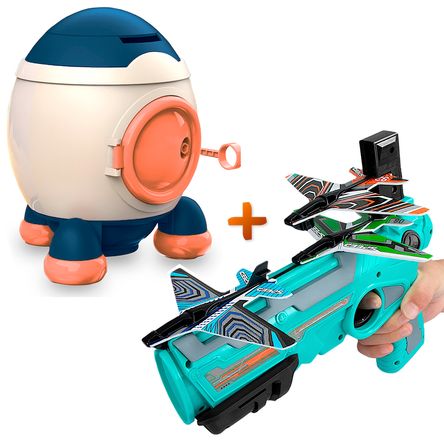 Alcancía Cohete Stickers Y51 AZ Y Lanza Aviones TQ