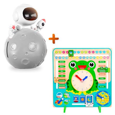 Alcancía Lámpara Astronauta K84 Y Juego Educativo Rana