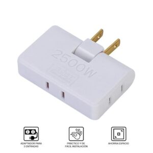 Enchufe tomacorriente múltiple plano, giratorio 180 grados plegable.