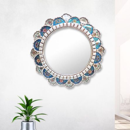 Espejo Decorativo Floral Plateado 45 cm